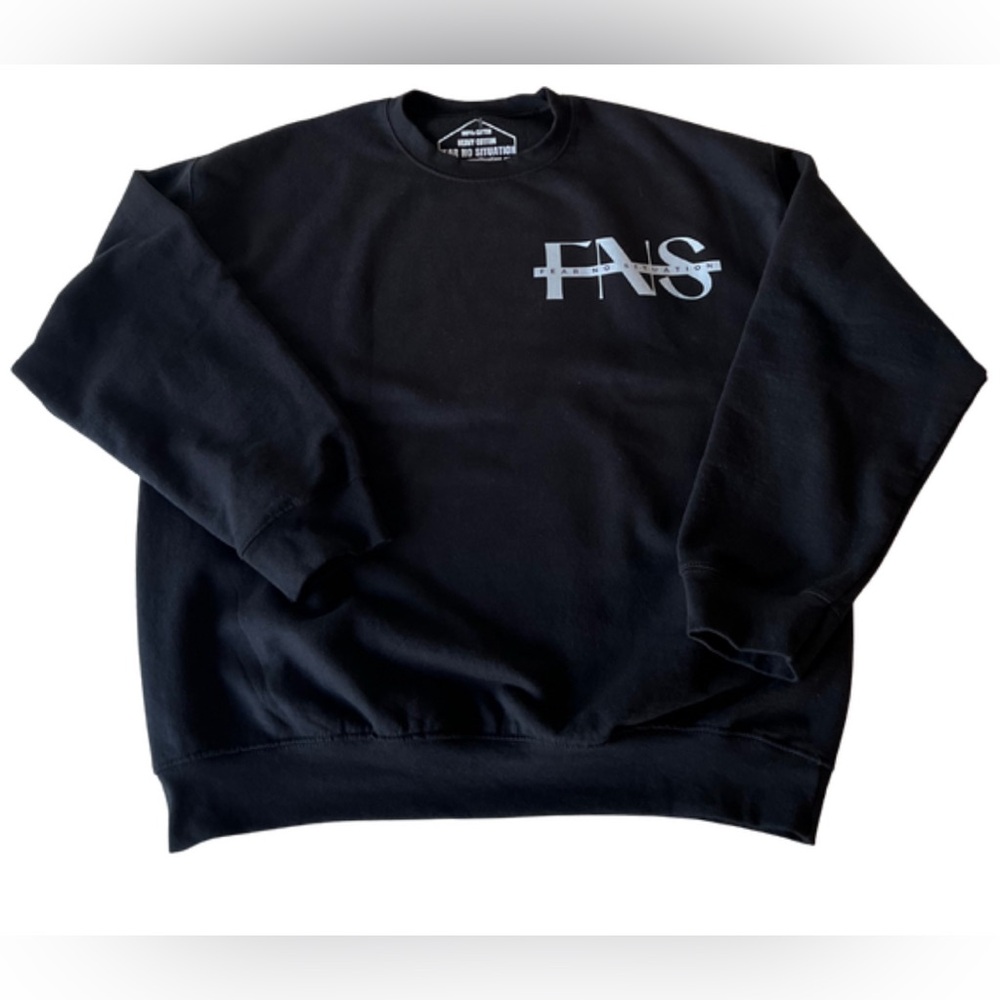 Fear No Situation FNS Black Graphic Crewneck Sweatshirt – Unisex Streetwear XL